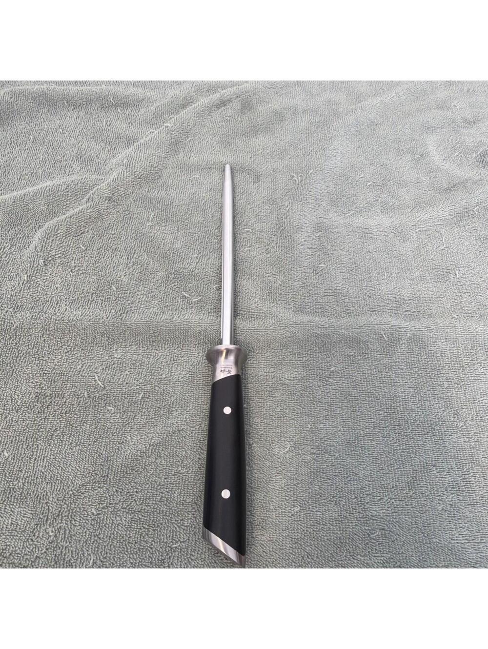 CANGSHAN RAINIER Series 8" Knife HONING ROD/SHARPENING STEEL, Stainless & BLACK